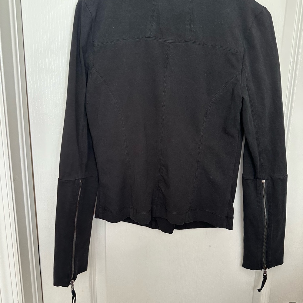 Mo & Co Black 100% Cotton Moto Jacket XS - Picture 3 of 7